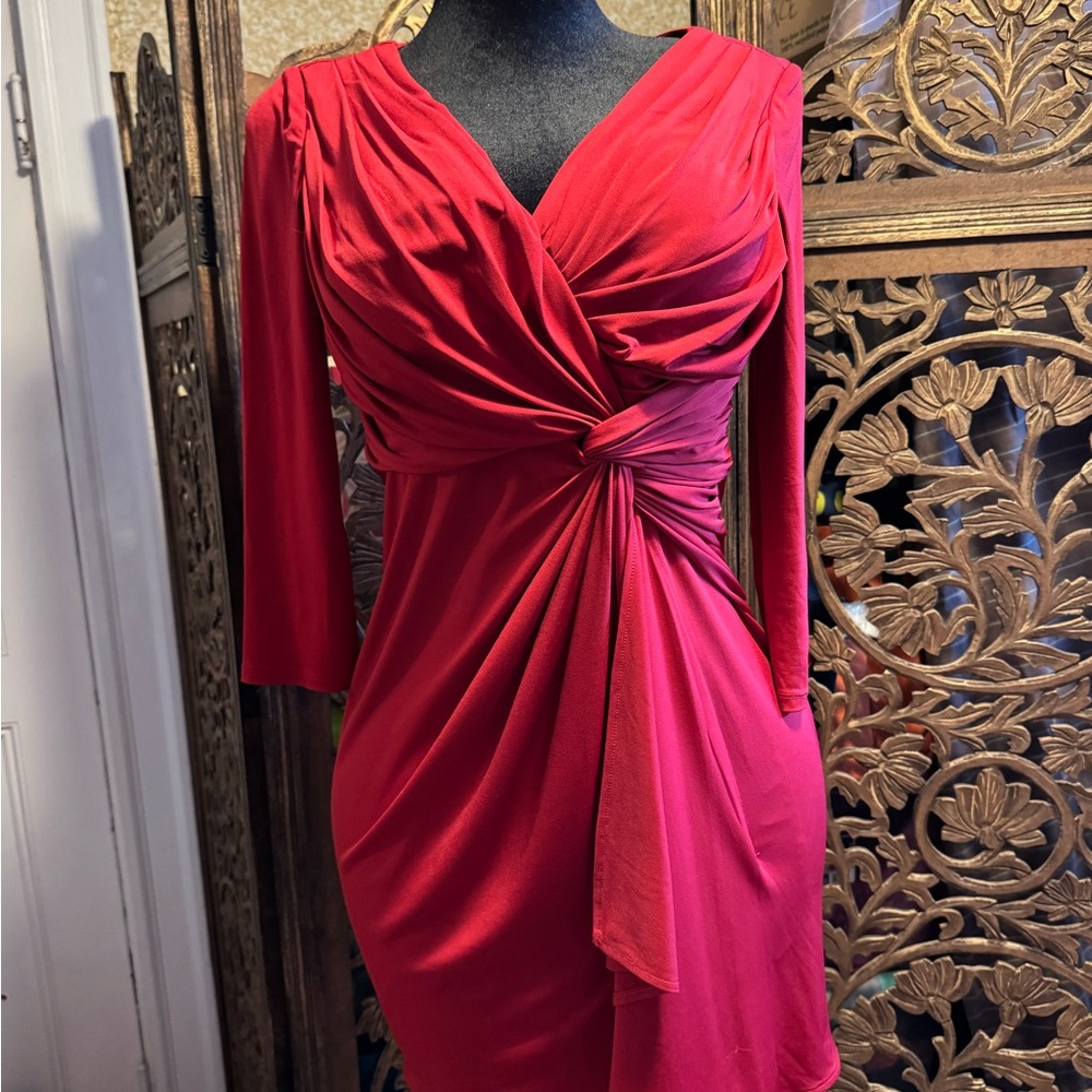 Boston Proper Vibrant Red Long Sleeve Dress